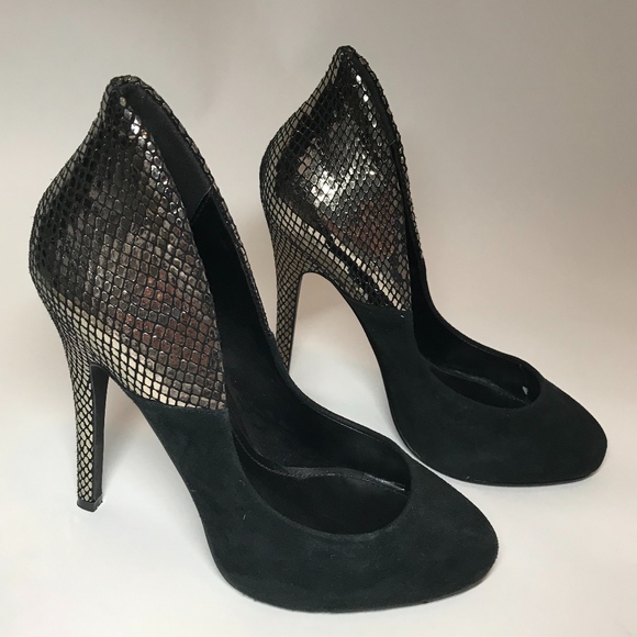 ALDO Black & Silver Pumps Heels, Size 38.5/US 7.5 - Picture 4 of 5